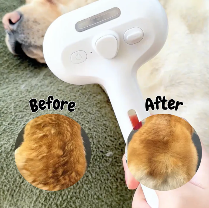 Steam Pet Grooming Brush for Dogs & Cats - Water Spray Comb for Deshedding & Styling
