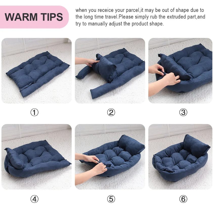 3-in-1 Multifunction Pet Bed for Dogs & Cats - Warm Winter Sofa, Mat & Kennel Cushion