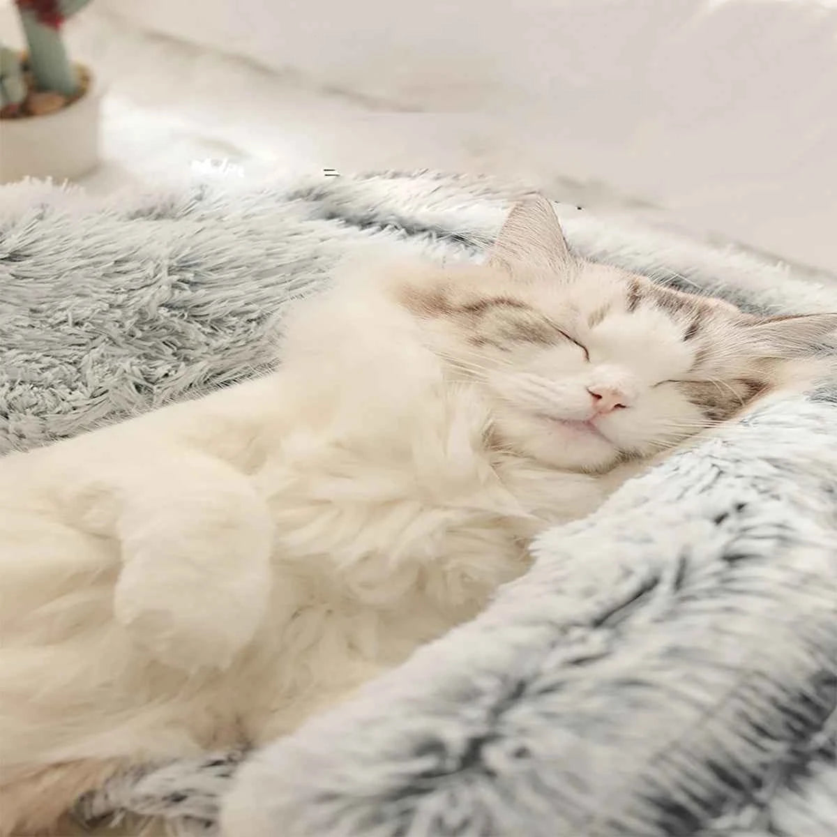 ORIA Fluffy Doughnut Pet Bed - Cozy Hooded Cat Cave & Anti-Anxiety Small Dog Bed