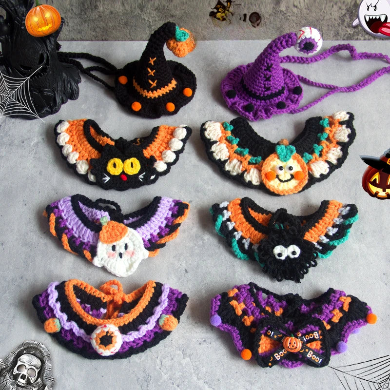 Halloween Cat & Dog Collar Scarf – Handwoven Bib, Drool Towel & Funny Costume Decoration