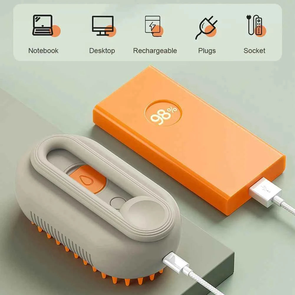 3-in-1 Pet Steam Brush | Electric Grooming & Massage Comb