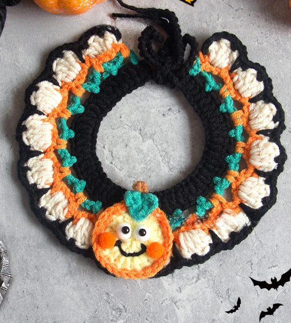 Halloween Cat & Dog Collar Scarf – Handwoven Bib, Drool Towel & Funny Costume Decoration