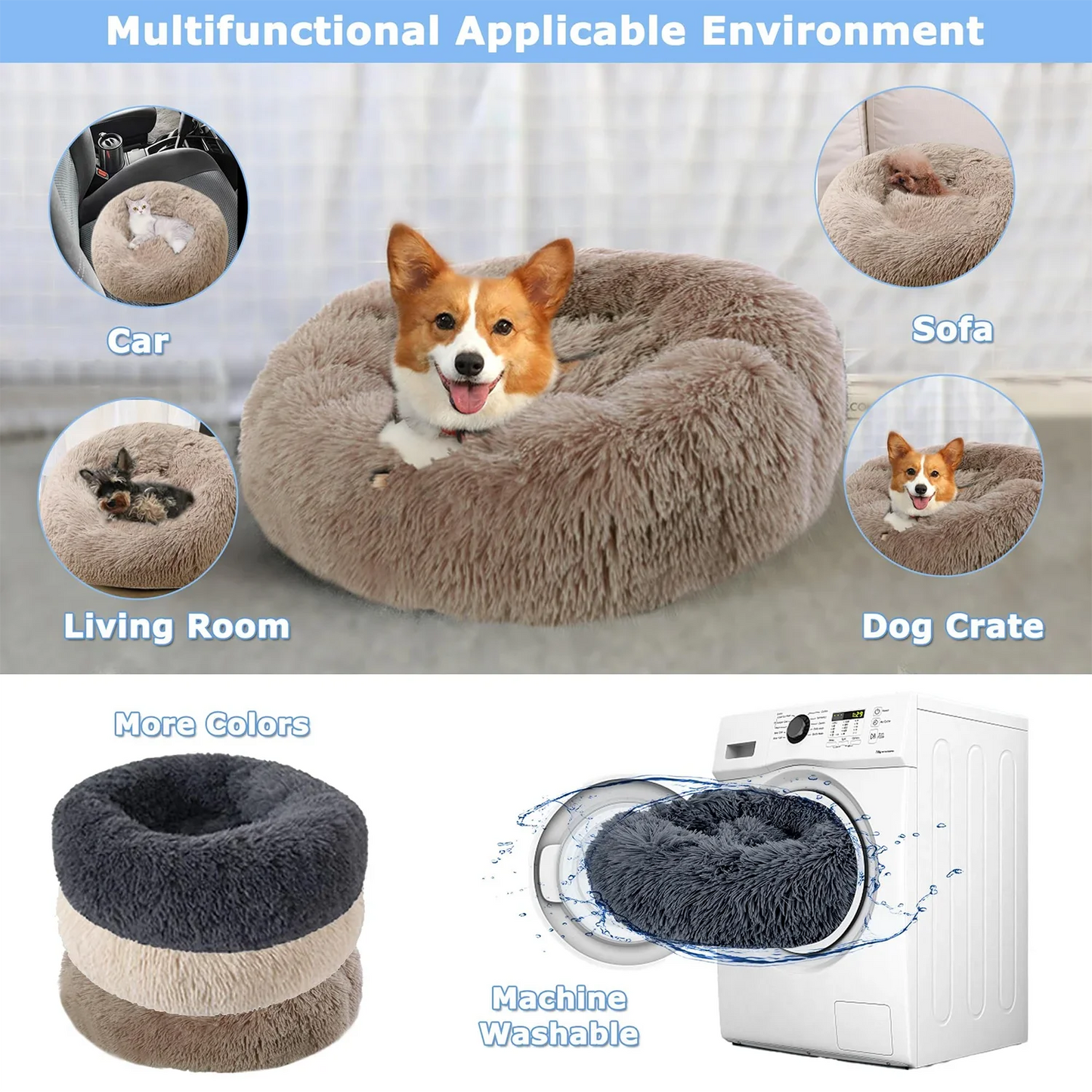 Washable Dog Bed - Cozy Donut Bed for Comfortable Sleeping