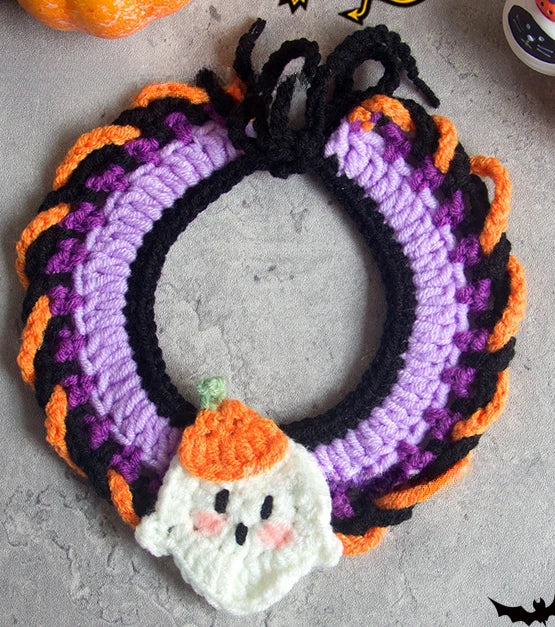 Halloween Cat & Dog Collar Scarf – Handwoven Bib, Drool Towel & Funny Costume Decoration