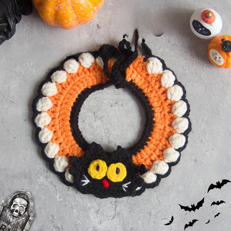 Halloween Cat & Dog Collar Scarf – Handwoven Bib, Drool Towel & Funny Costume Decoration