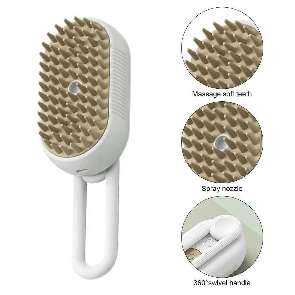 3-in-1 Pet Steam Brush | Electric Grooming & Massage Comb