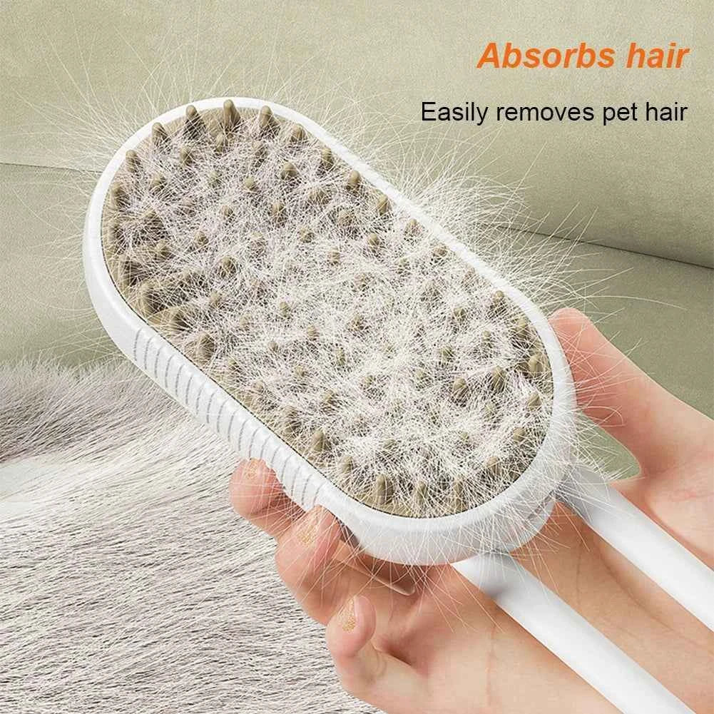 3-in-1 Pet Steam Brush | Electric Grooming & Massage Comb
