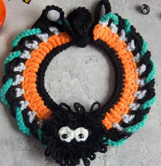 Halloween Cat & Dog Collar Scarf – Handwoven Bib, Drool Towel & Funny Costume Decoration