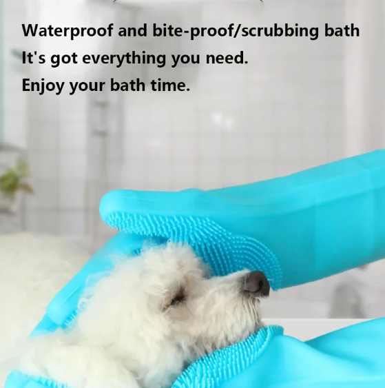 Pet Grooming & Bathing Glove – Silicone Hair Remover for Dogs & Cats - Chewe