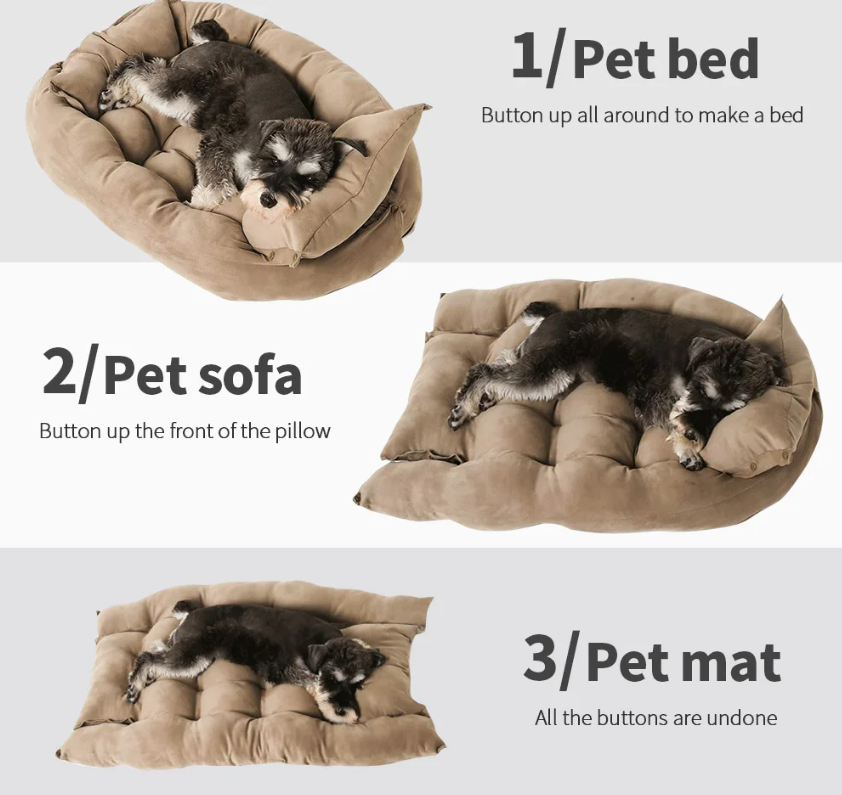 3-in-1 Multifunction Pet Bed for Dogs & Cats - Warm Winter Sofa, Mat & Kennel Cushion