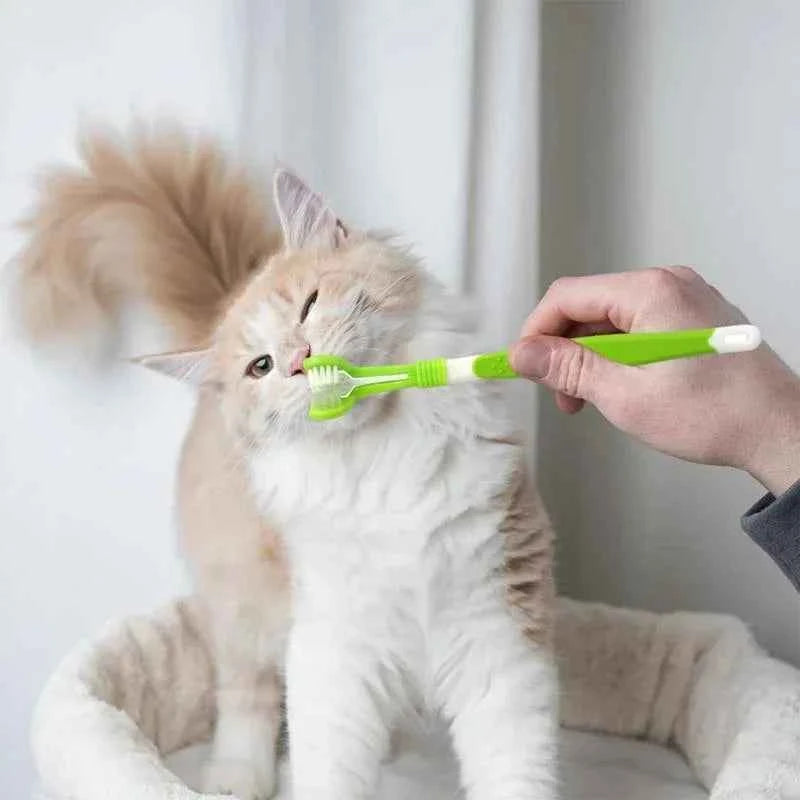 Pet Dental Care: 3-Sided Toothbrush for Bad Breath & Tartar