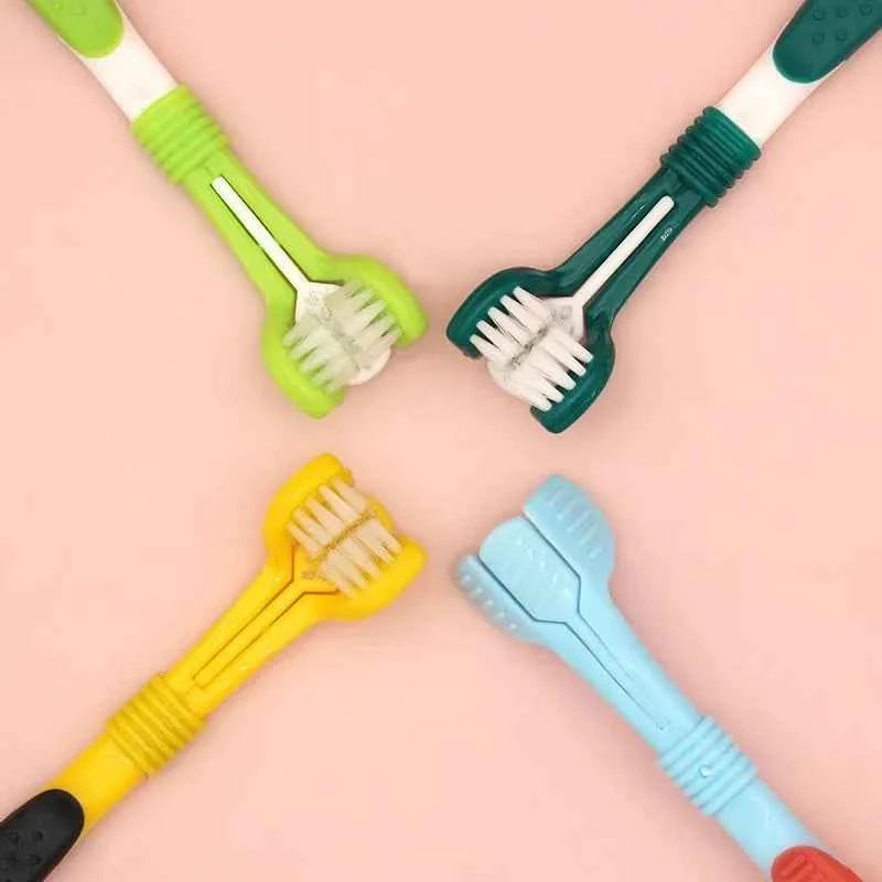 Pet Dental Care: 3-Sided Toothbrush for Bad Breath & Tartar