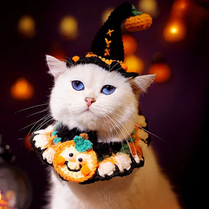 Halloween Cat & Dog Collar Scarf – Handwoven Bib, Drool Towel & Funny Costume Decoration