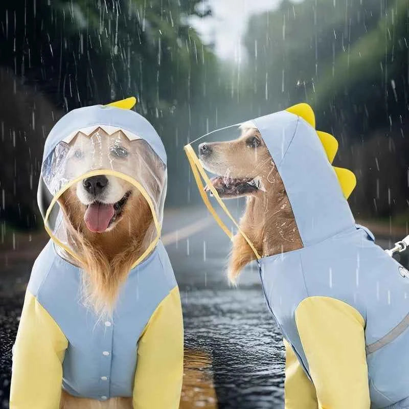 Waterproof 4-Leg Raincoat for Large Dogs | Cartoon Style