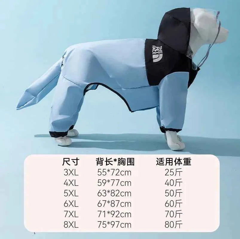 Waterproof 4-Leg Raincoat for Large Dogs | Cartoon Style