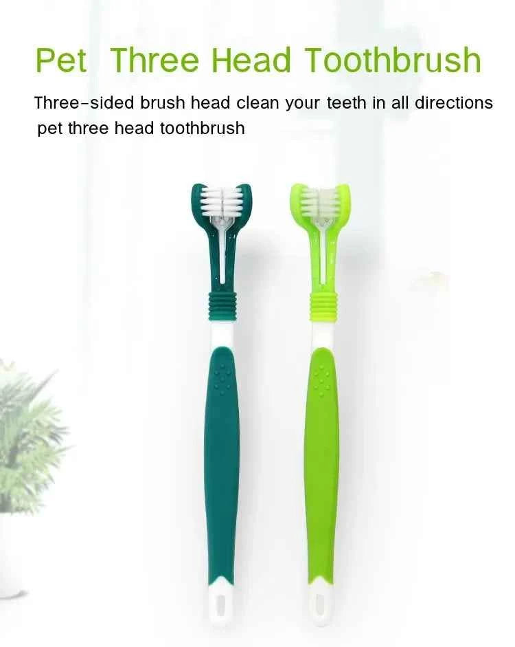 Pet Dental Care: 3-Sided Toothbrush for Bad Breath & Tartar