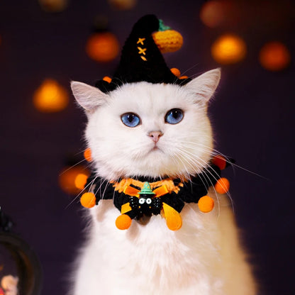 Halloween Cat & Dog Collar Scarf – Handwoven Bib, Drool Towel & Funny Costume Decoration