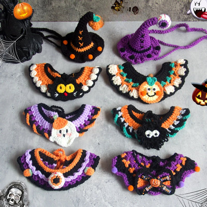 Halloween Cat & Dog Collar Scarf – Handwoven Bib, Drool Towel & Funny Costume Decoration