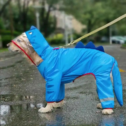 Waterproof 4-Leg Raincoat for Large Dogs | Cartoon Style