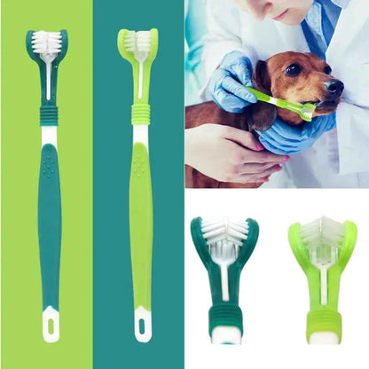 Pet Dental Care: 3-Sided Toothbrush for Bad Breath & Tartar