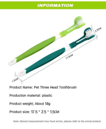 Pet Dental Care: 3-Sided Toothbrush for Bad Breath & Tartar