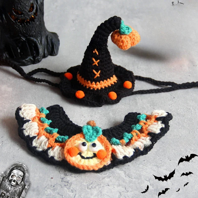 Halloween Cat & Dog Collar Scarf – Handwoven Bib, Drool Towel & Funny Costume Decoration