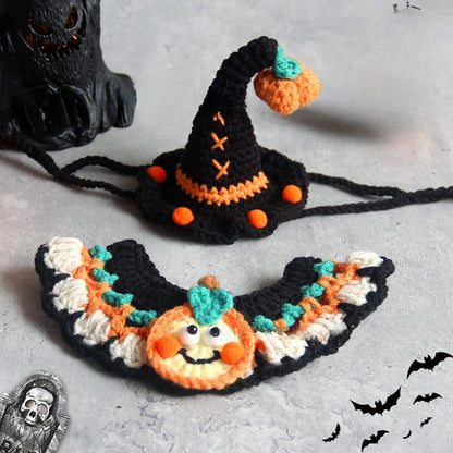 Halloween Cat & Dog Collar Scarf – Handwoven Bib, Drool Towel & Funny Costume Decoration