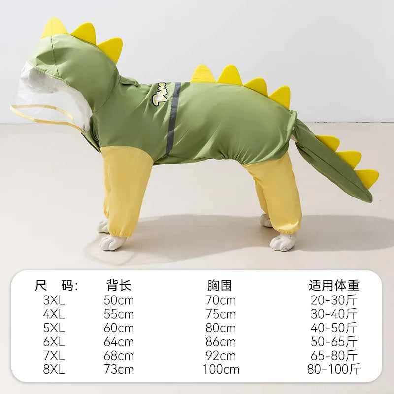 Waterproof 4-Leg Raincoat for Large Dogs | Cartoon Style