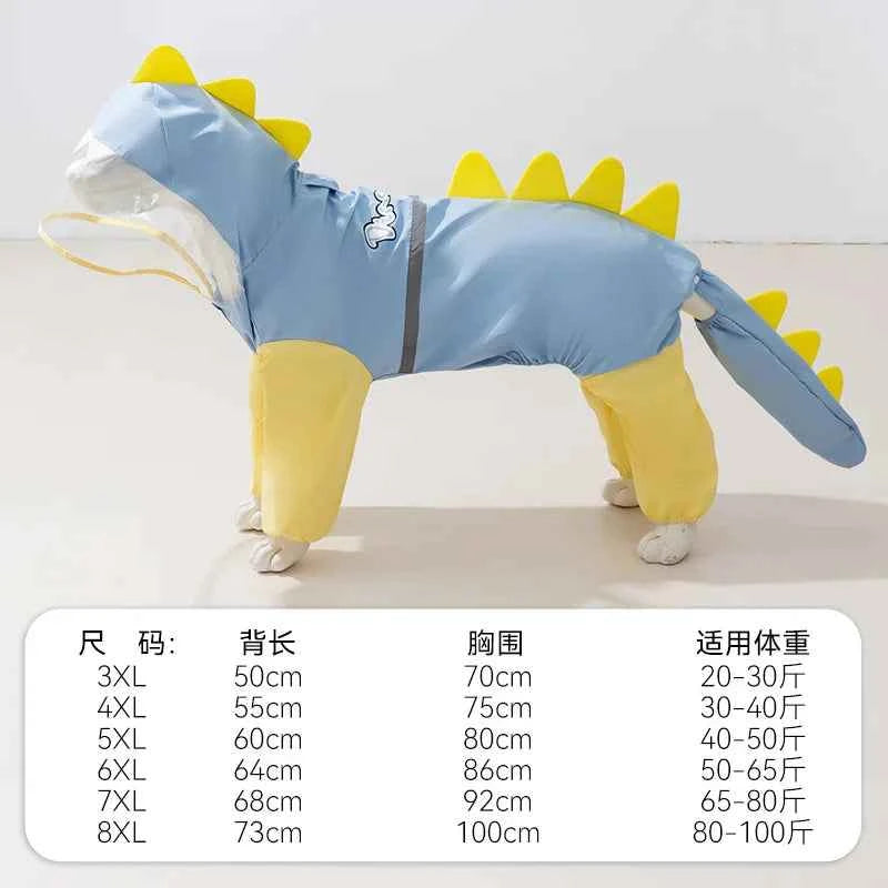 Waterproof 4-Leg Raincoat for Large Dogs | Cartoon Style