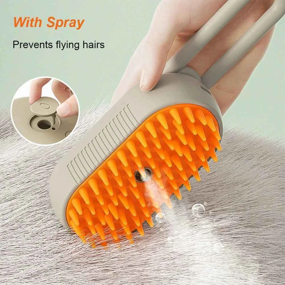 3-in-1 Pet Steam Brush | Electric Grooming & Massage Comb