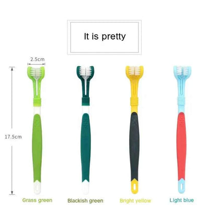 Pet Dental Care: 3-Sided Toothbrush for Bad Breath & Tartar