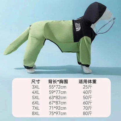Waterproof 4-Leg Raincoat for Large Dogs | Cartoon Style