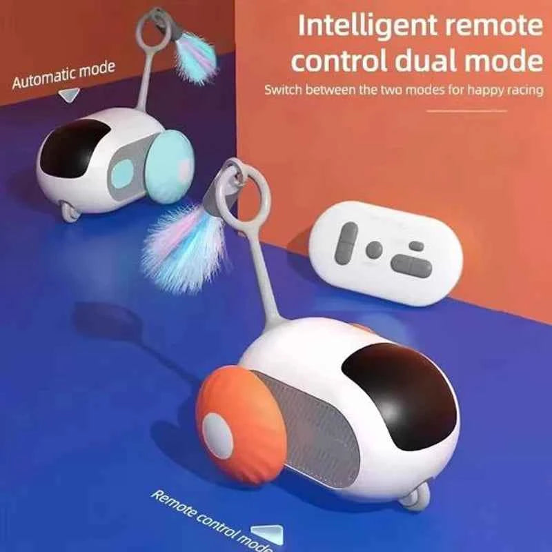 Smart RC Car Cat Toy with Feather & Mice