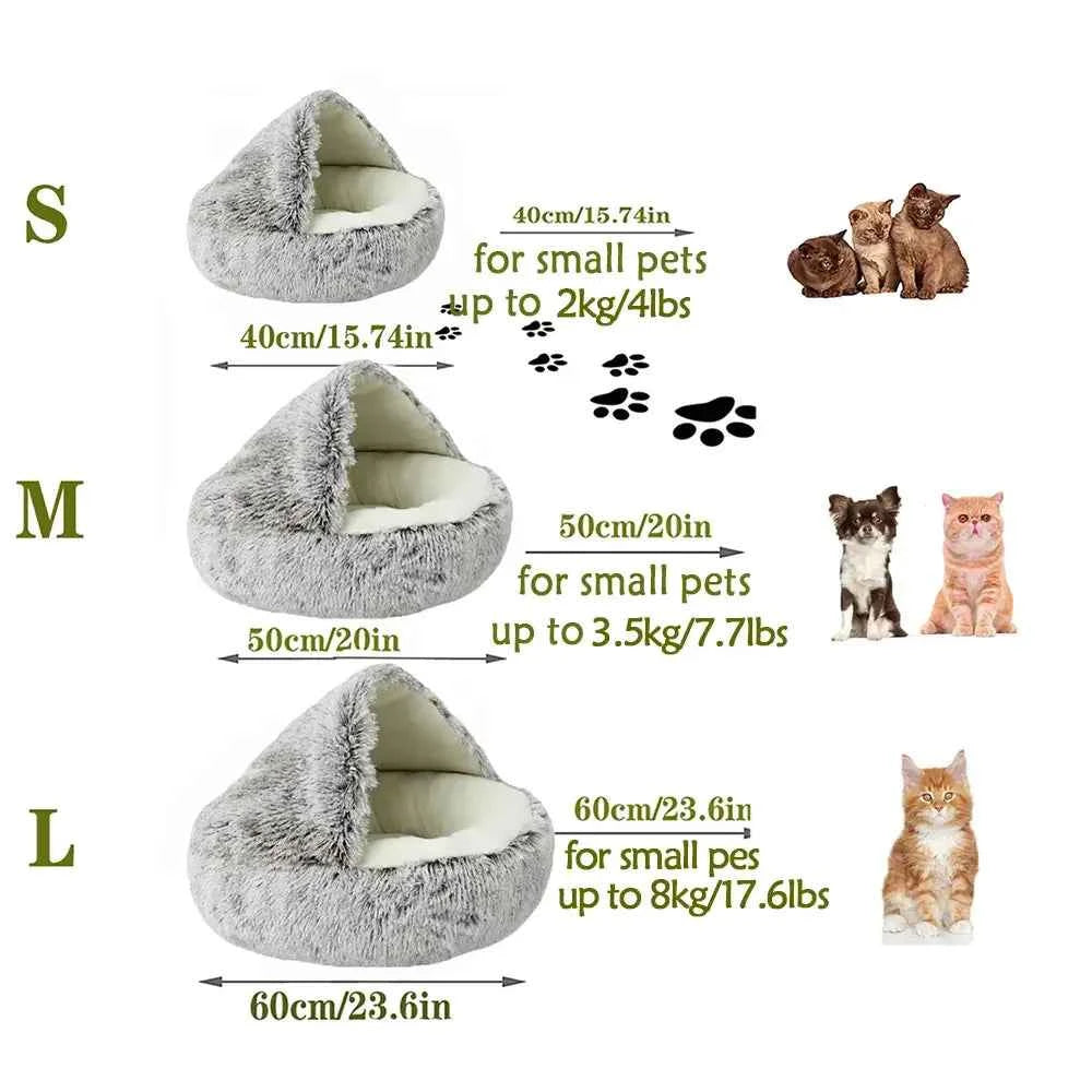 ORIA Fluffy Doughnut Pet Bed - Cozy Hooded Cat Cave & Anti-Anxiety Small Dog Bed