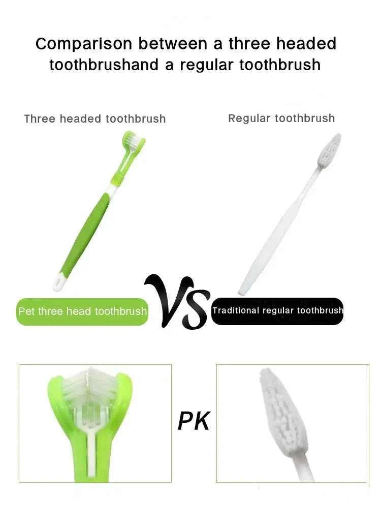 Pet Dental Care: 3-Sided Toothbrush for Bad Breath & Tartar