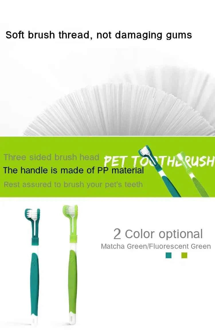Pet Dental Care: 3-Sided Toothbrush for Bad Breath & Tartar