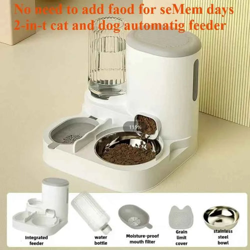2-in-1 Automatic Pet Feeder Bowl | Food Dispenser & Waterer