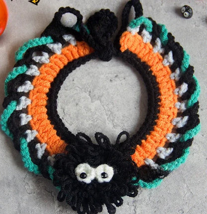Halloween Cat & Dog Collar Scarf – Handwoven Bib, Drool Towel & Funny Costume Decoration