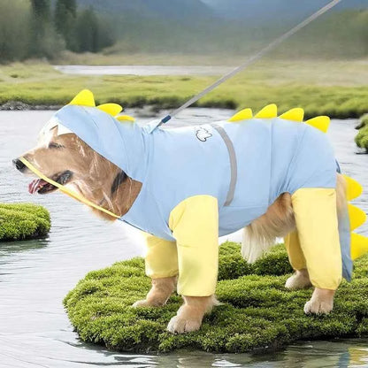Waterproof 4-Leg Raincoat for Large Dogs | Cartoon Style