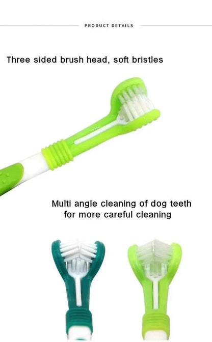 Pet Dental Care: 3-Sided Toothbrush for Bad Breath & Tartar